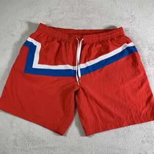 Chubbies Shorts Mens 2XL Red Swim Trunks Striped Mesh Lined Drawstring 7" Inseam